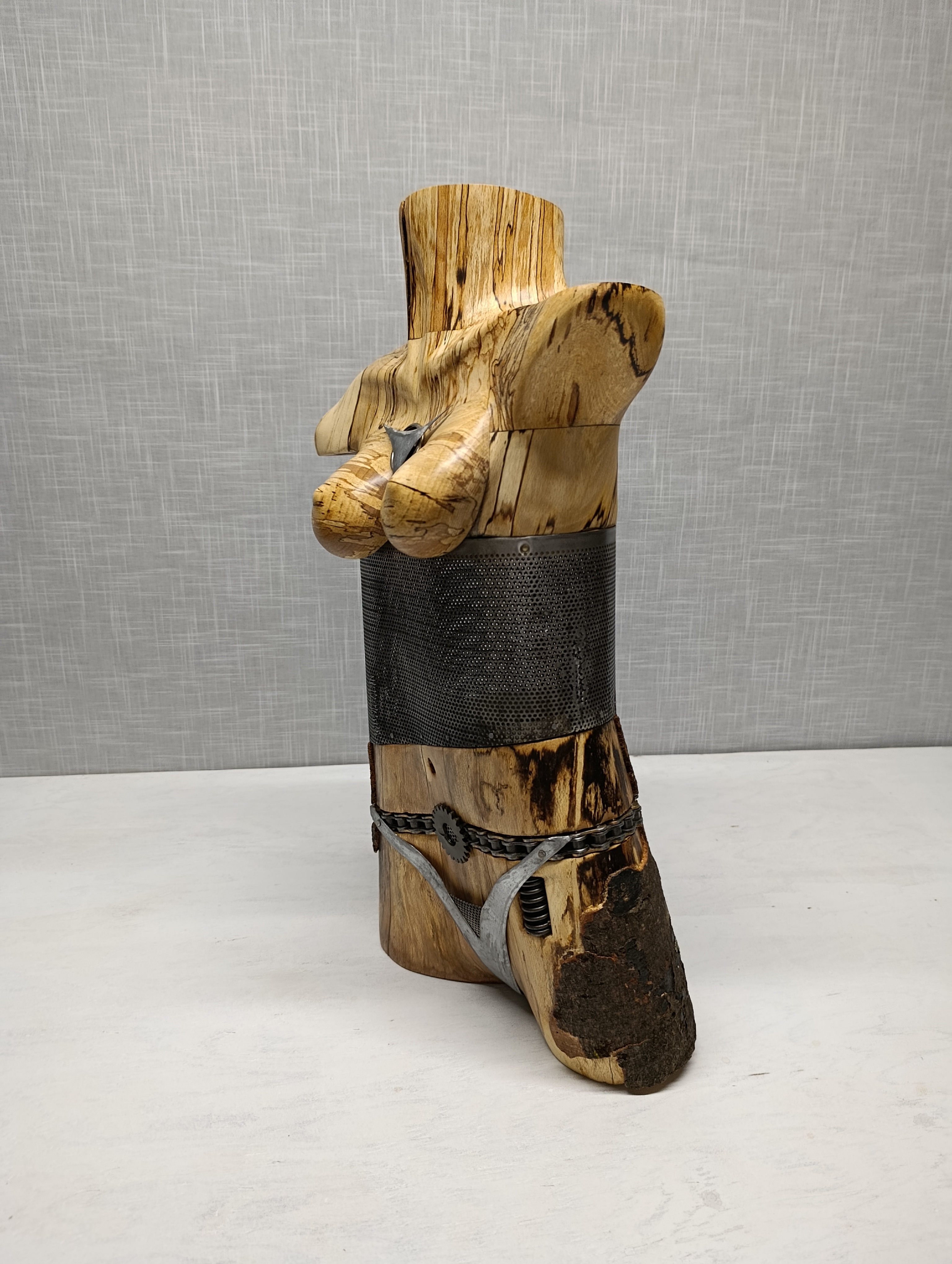 Sculpture buste femme métal bois steampunk. - vue 2